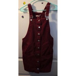 Corduroy Overalls mini dress Miami size small burgundy